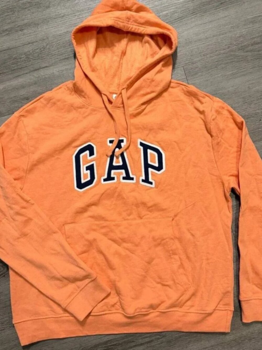 Gap Hoodie Men’s XL Orange Arch Logo Fleece Pullover Sweatshirt Warm